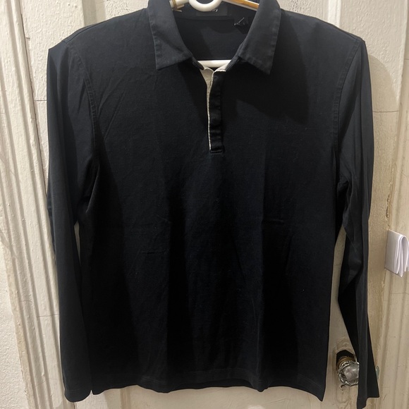 Theory Womans 1/4 Button Up Black Long Sleeves Size Large Preppy - Picture 1 of 12